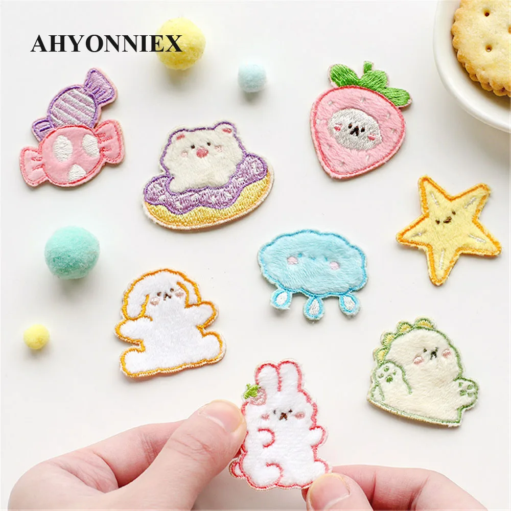 1 шт. вышитый кролик AHYONNIEX яркая звезда искусственная куртка джинсы Мультяшные