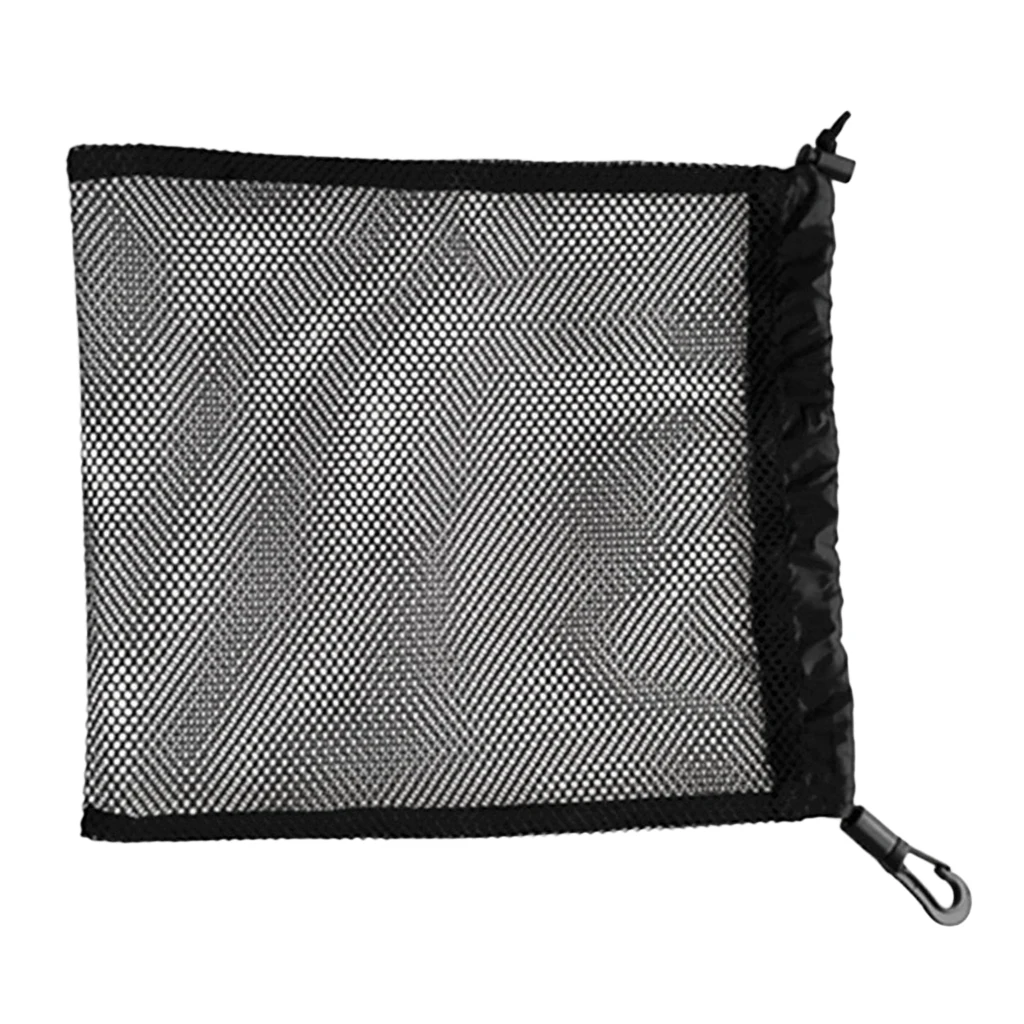 20x24cm Durable Mesh Nets Bag Pouch Golf Ball Scuba Dive Tennis 30 Balls Carrying Holder Storage Bag Clip On Caddy Pouch Black 
