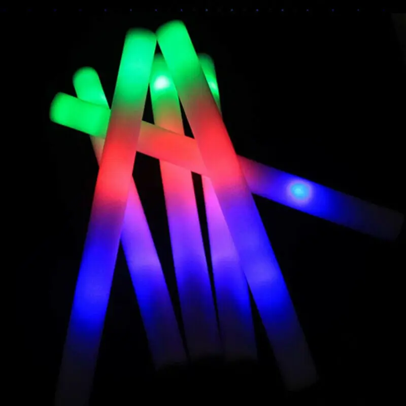 24 PCS Light Up Foam Sticks LED Wands Rally Rave Batons DJ Flashing Glow Stick 