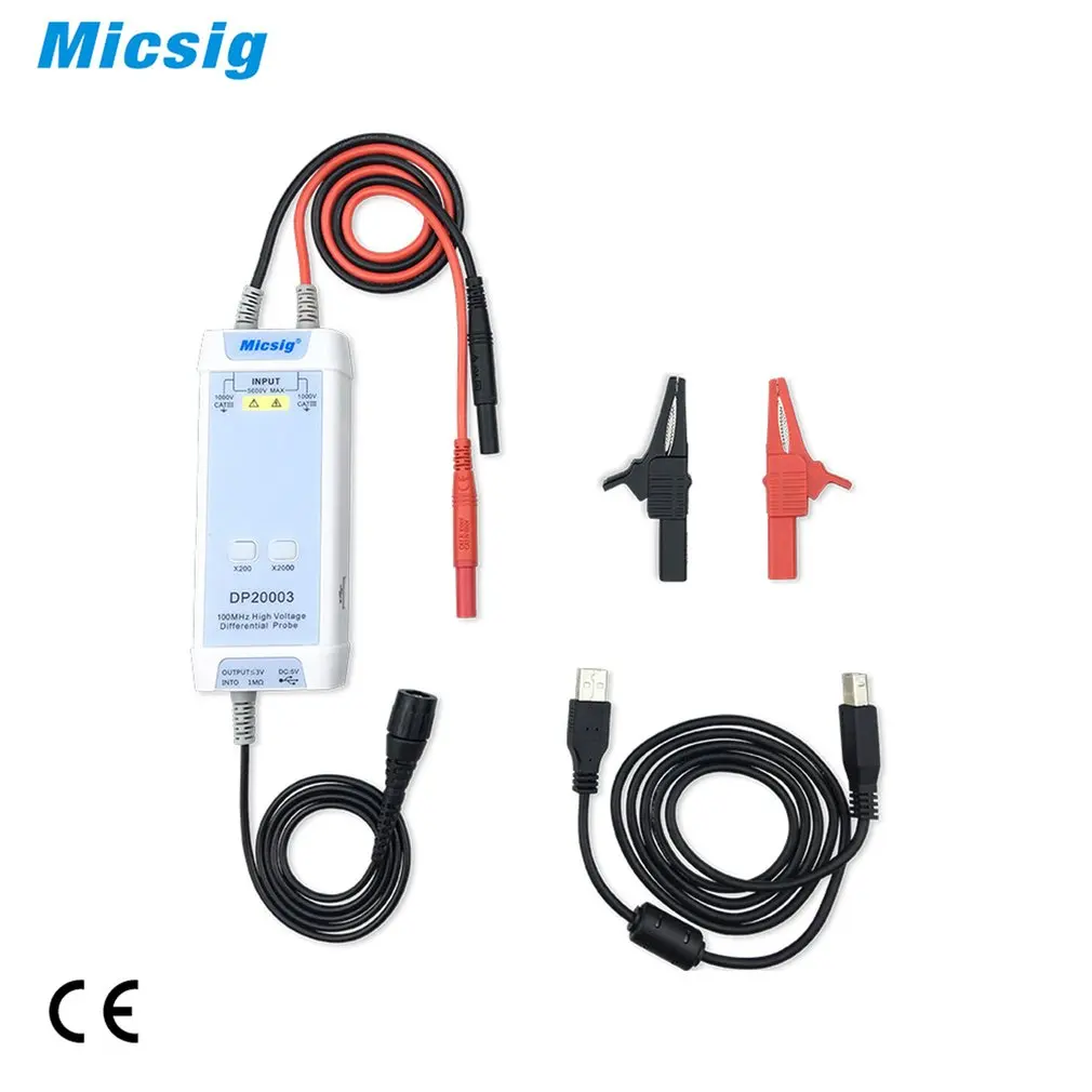 

micsig Oscilloscope Probes DP10013 Probe kit For oscilloscope 1300 V 100 MHz 3.5ns Rise Time 200X / 2000X Attenuation Rate