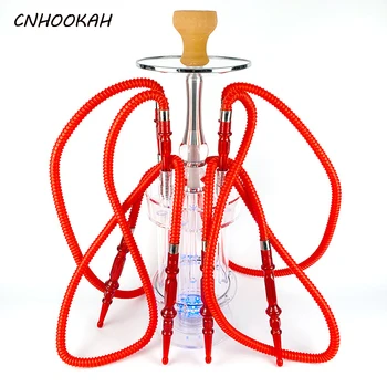 

CNHOOKAH Four Root Plastic Pipe Shisha Seven Colors LED Light Base Hookah Acrylic Narguilé Arab Nargile Bar KTV Chicha Gift