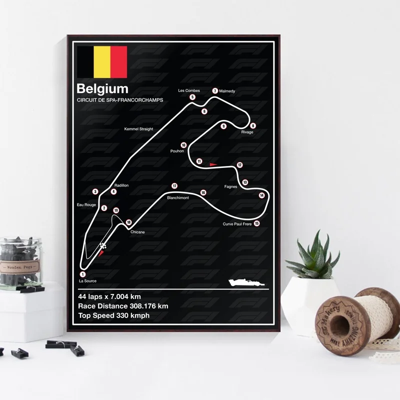 Monaco Belgium Mexico Racetrack F1 Racing Track Nordic Art Canvas Poster Home Wall Decor(No Frame - Цвет: 7