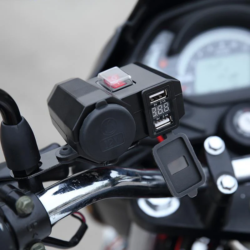 Водонепроницаемый 12V мотоциклов Dual USB Зарядное устройство разъем прикуривателя W/светодиодный принадлежности для вольтметра Запчасти для мотоциклов