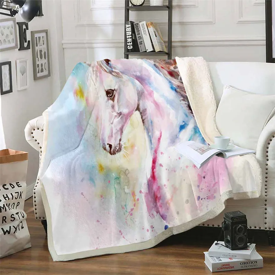 HELENGILI мультфильм Единорог одеяло на искусственном меху девчачье цветочное покрывало бархатное плюшевое мягкое удобное домашнее Кемпинг покрывало для полета на самолете