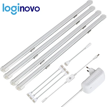 

2/4PCS x 50CM LED Rigid Strip Light Touch Sensor Dimmer 24V Adapter Kit Hard Bar Strip Kitchen under Cabinet Light