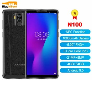 

DOOGEE N100 5.99 Inch Smartphone MT6763 Octa Core Mobile Phone Android 9.0 Cellphone 4GB 64GB 10000mAh Fingerprint 21.0MP+8.0MP