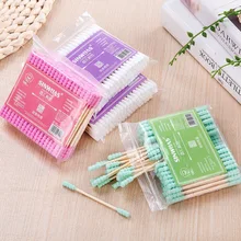 

100PCS Cotton Swabs Swab Applicator Q-tips Double Tip Wooden Sticks Ear CleanTool Discharge Makeup Available Cleaning Buds Swab