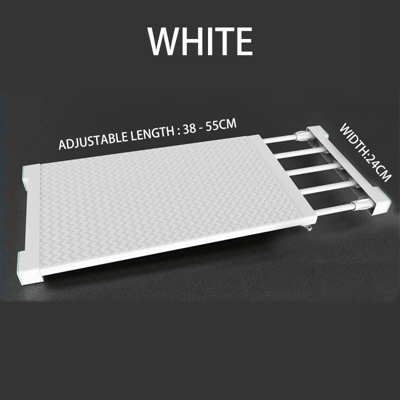 White 38-55cm 24cm Регулируемый шкаф, органайзер для хранения полка настенная кухонная стойка Экономия пространства шкаф декоративные полки для шкафа Держатели - Цвет: White 38-55cm 24cm