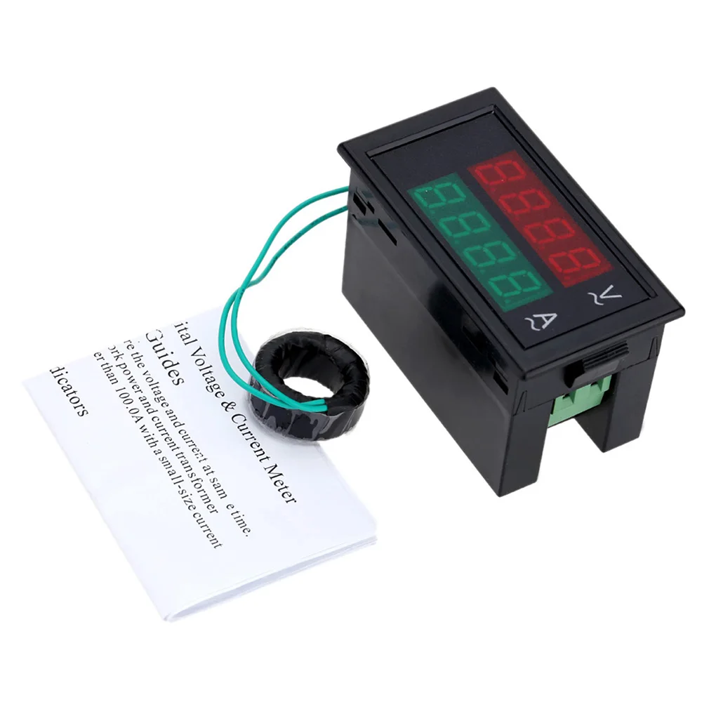 

DL69-2042 AC Digital Voltmeter Ammeter Dual Display AC80-300V 0-100A LCD Panel Amp Voltage Meter