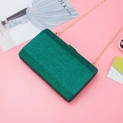 green GLOIG вечерние сумочки-клатчи со стразами цвета шампанского, женские сумочки для свадьбы, коктейля, ужина, дамские сумочки и сумочки - Цвет: green