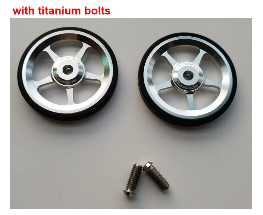 Легкие колеса 2 шт Easywheel для Brompton складной велосипед сплава супер легкие колеса - Цвет: with titanium bolts