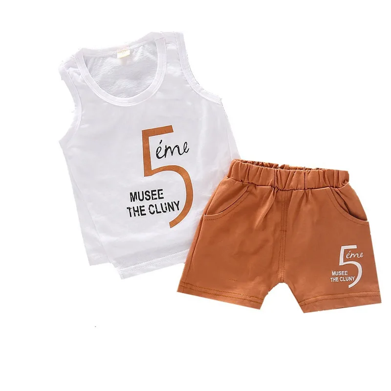Summer Baby Boys Girls Clothes Children Letter Printed O-Neck Vest Shorts 2Pcs/sets Infant Outfit Kid Fashion Toddler Tracksuits | Детская