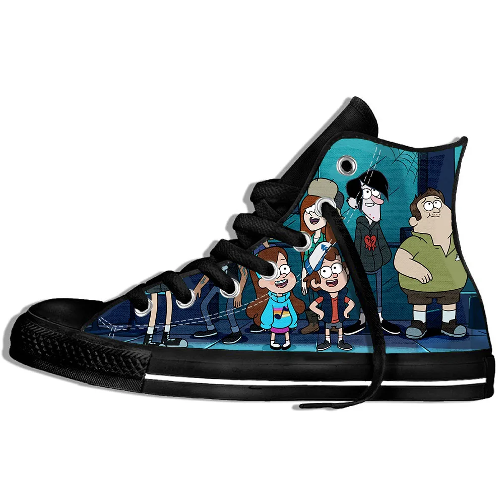 Gravity Falls 1 Кроссовки на заказ,, Gravity Fallsfor, для мужчин/высокое качество, Harajuku Gravity falks, парусиновые тренды, удобные, ультра-светильник, спортивная обувь - Цвет: Gravity Falls 1