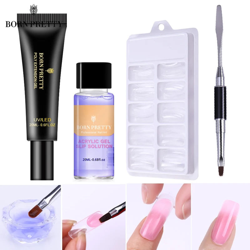 

BORN PRETTY Pink Nail Quick Building Poly Nail Gel 20ml Crystal Jelly Builder Nail Finger Extension Hard UV Gel Lacquer