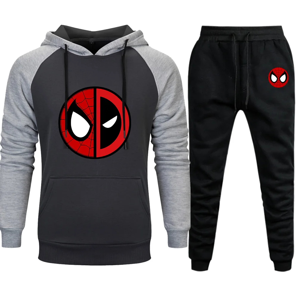 Marvel Movie Deadpool, мужской комплект, толстовки с капюшоном и штаны, новинка, повседневный мужской комплект, толстовка с капюшоном, реглан, толстовка с капюшоном, штаны, пуловеры, спортивные штаны