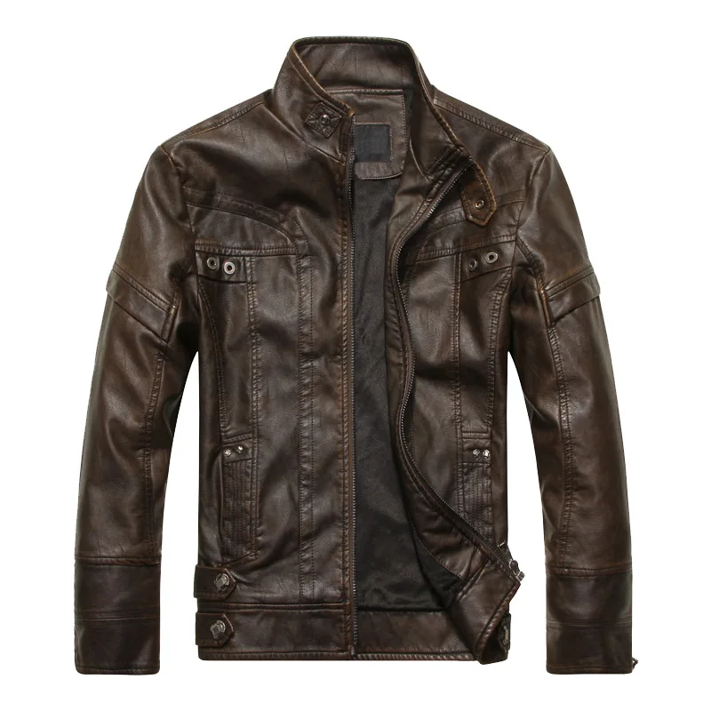 Для мужчин искусственная(-ый) Куртки осень-зима мотоциклетные байкерские Искусственная кожа куртка Мужская толстый бархат пальто плюс Размеры M-5XL