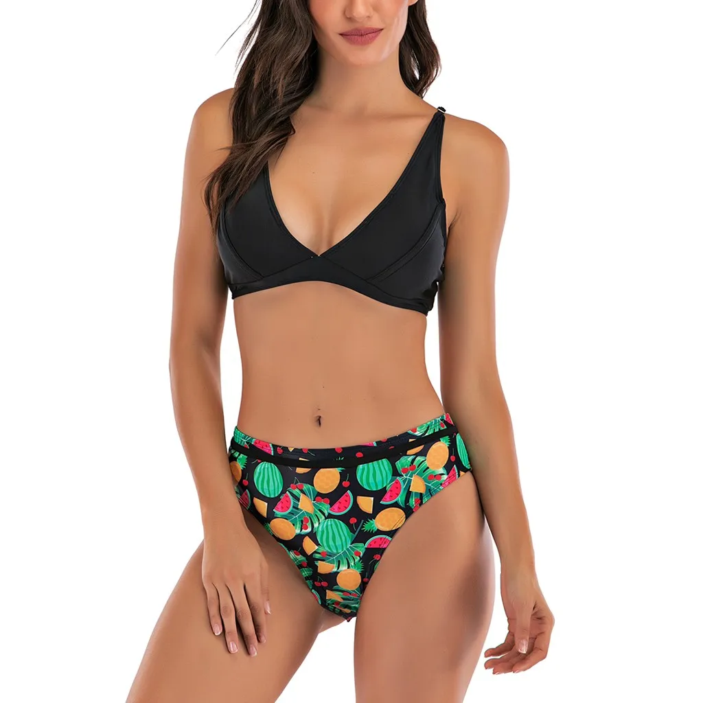 Сексуальный купальник бикини с принтом женский воланом бразильские купальный