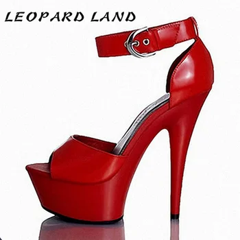 

LEOPARD LAND 15cm Heels New Style Slim Heel Ultra-high Heel Versatile Fish Mouth Waterproof Platform Bag Snap On Sandals LYP