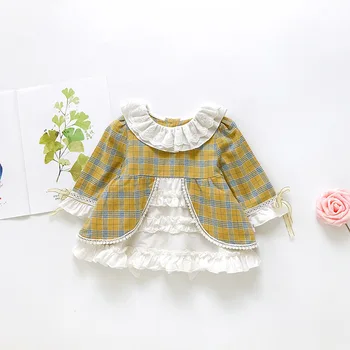 

Kids Clothes For Girls Lolita Style Vintage Plaid Princess Baby Girls Dresses with Big Bow 1-5Y