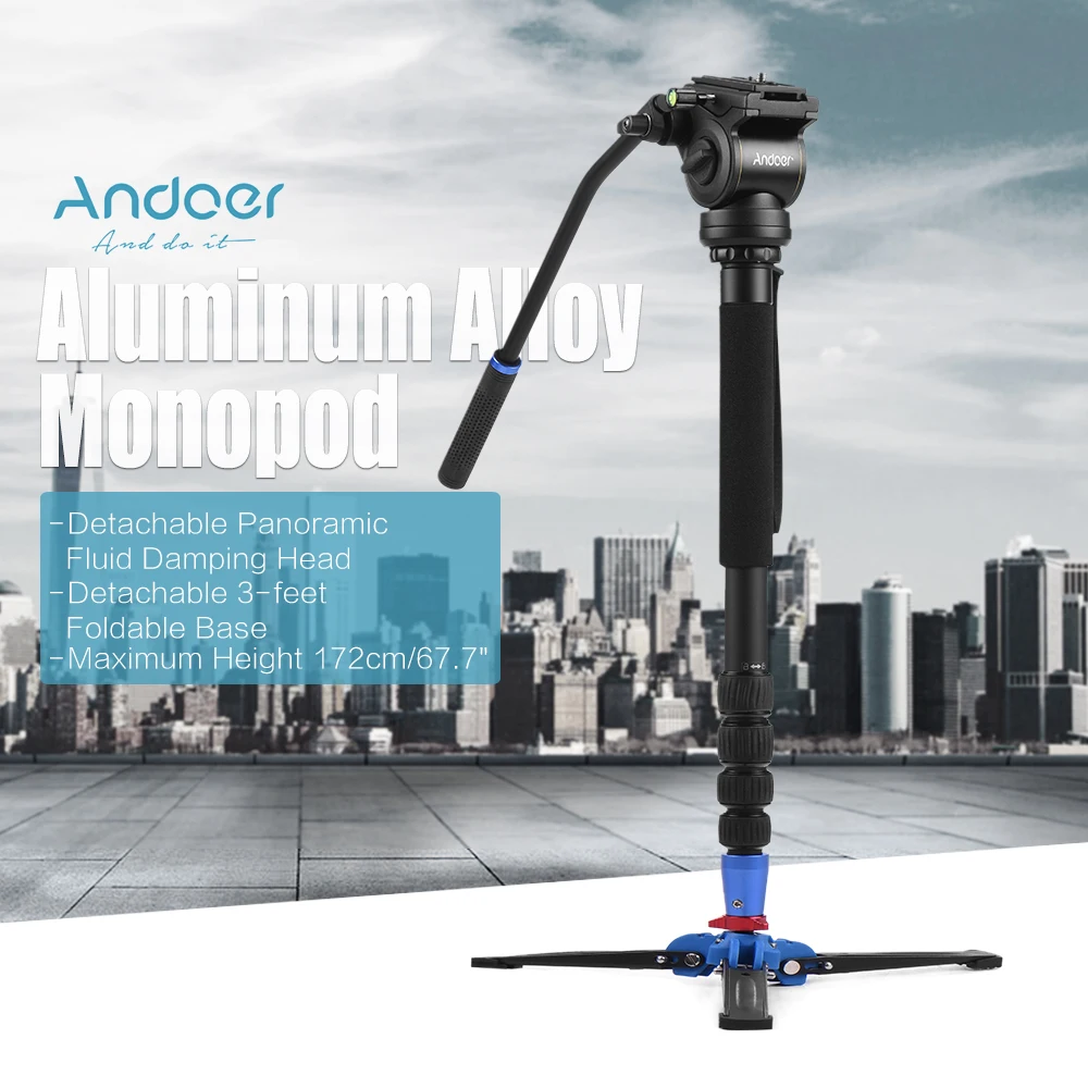 Andoer 172 см/67," Профессиональный штатив для камеры монопод Unipod Stand w/жидкость проект гидравлического демпфирования головки для ILDC DSLR видеокамеры