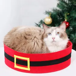 Кошка круглая кровать Санта Клаус пояс модный дизайн; для собаки Лежанка для котиков кровать мягкое гнездо для домашних животных подходит
