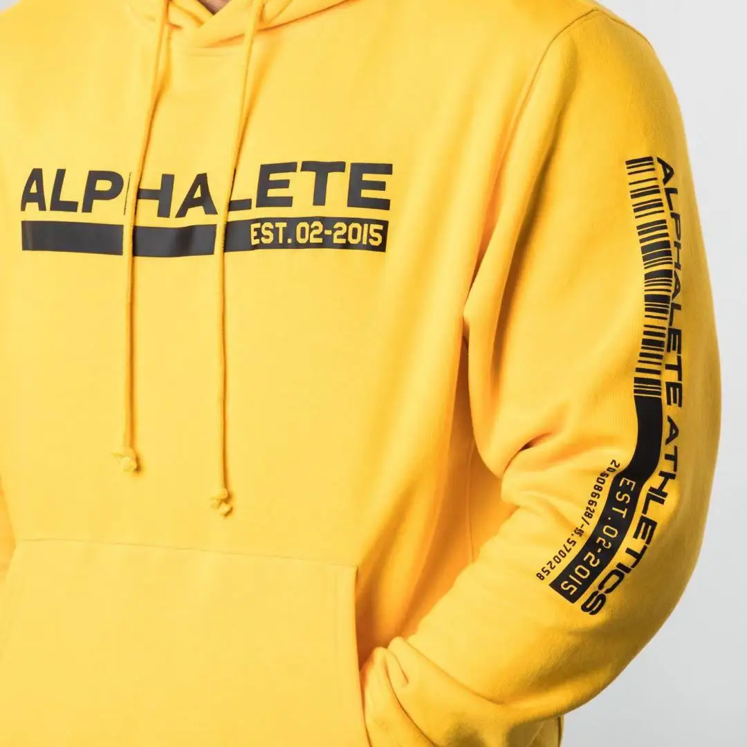 ALPHALETE бренд осень-зима Новинка; худи человек тренажерные залы Фитнес тренировки пуловер с капюшоном Мужские джоггеры Повседневное Модные топы Спортивная одежда