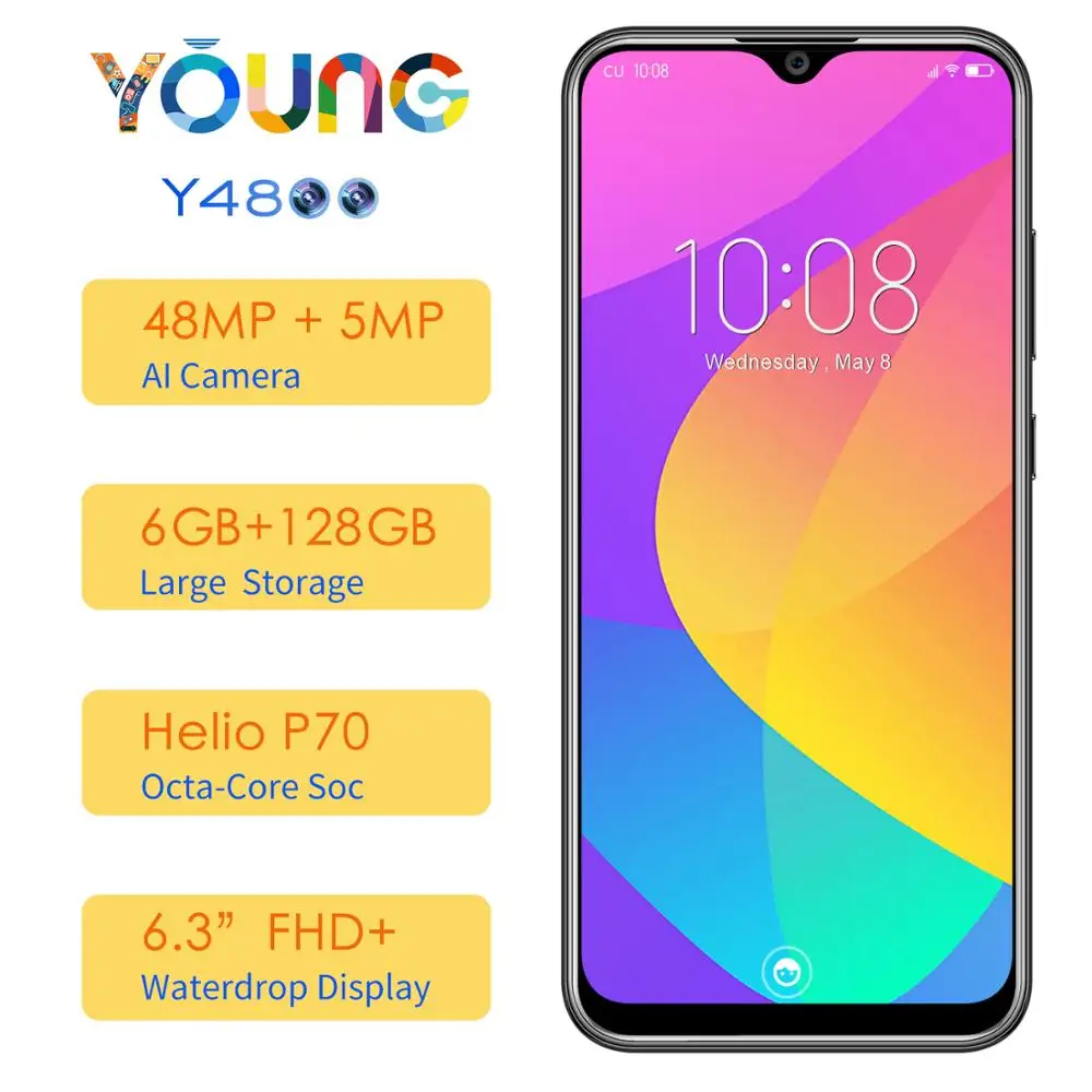 OUKITEL Y4800 6G RAM 128G ROM 6.3" FHD Screen Android 9.0 Mobile Phone Octa Core Fingerprint 4000mAh 9V/2A Face ID Smartphone
OUKITEL Y4800 6G RAM 128G ROM 6.3" FHD Screen Android 9.0 Mobile Phone Octa Core Fingerprint 4000mAh 9V/2A Face ID Smartphone