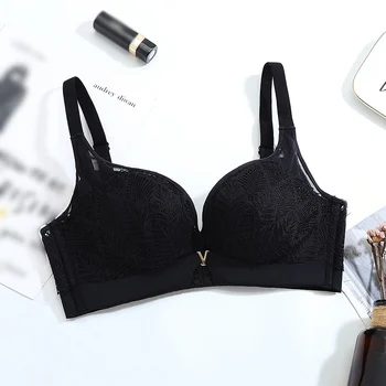

Sexy Women Lace Bra Seamless Solid Color Push Up Underwire Gather Adjustment Lingerie Bras For Women Embroidery Underwear New