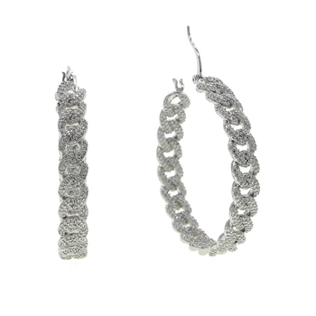 

48mm big Huggie hoop earring with clear cz paved cuban chain earring iced out gorgeous bling cz 2020 summer women jewelry