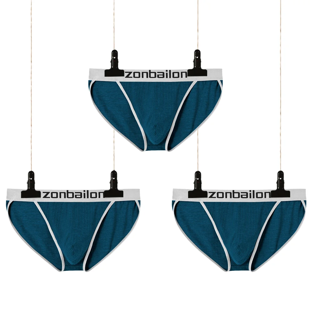 Men's Sexy Briefs Bikini Men Nylon Comfortable Breathable Low Waist Male Underwear Solid Color 3 PCS