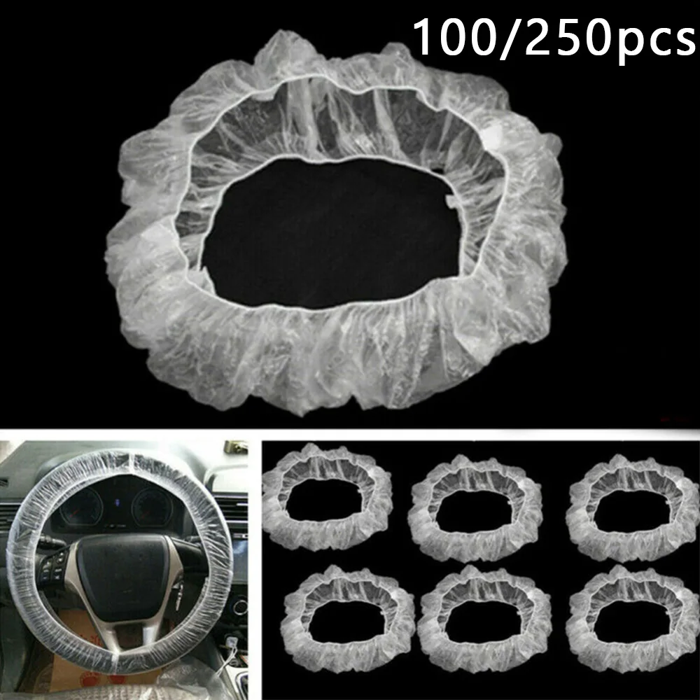 

Universal 100/250 PCS Car Steering Wheel Cover Disposable Protective Covers Transparent Plastic Car Interior Accessory