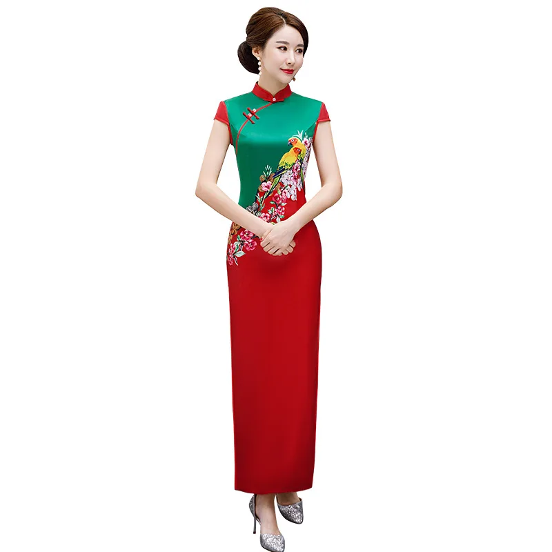 Стильное женское длинное платье Cheongsam, Новое поступление, китайское женское платье из искусственного шелка, тонкое платье Qipao, Платья для вечеринок, Vestidos, размер S-XXXL - Цвет: style - 4