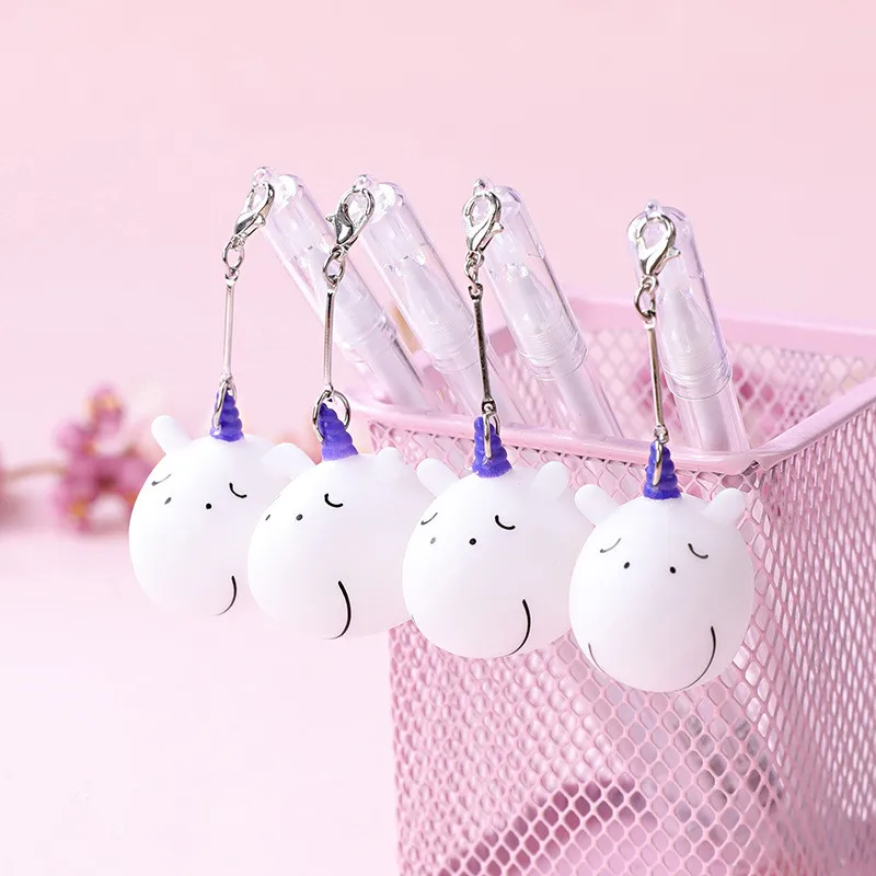 24PCS Unicorn Creative Modeling Lovely Soft Silicone Office Student 0.5mm Stationery Kawaii School Supplies Gel Pens 5pcs lot lovely plastic unicorn hair bands birthday supplies for kids girls headband with teeth hair hoop chic hair accessories