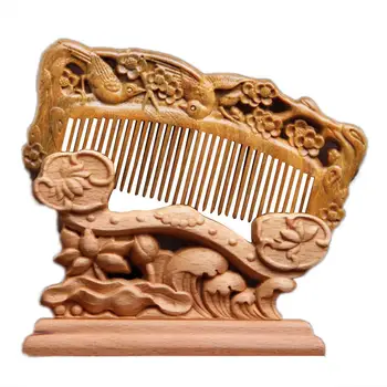 

Pocket Carved Wooden Comb Natural Anti-static Massage Hair Brush Health Care