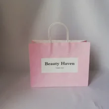 500 шт/партия переработанный натуральный крафтовый бумажные сумочки для шоппинга напечатанный ваш собственный логотип переработанная бумага для потребительских магазинов