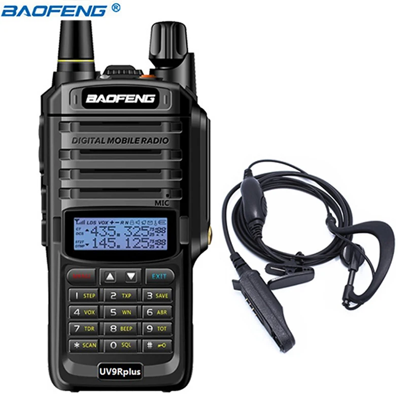 add headset Baofeng UV-9R plus Водонепроницаемая портативная рация высокой мощности CB Ham 20 км дальность действия UV9R портативная двухсторонняя рация для охоты - Цвет: add headset