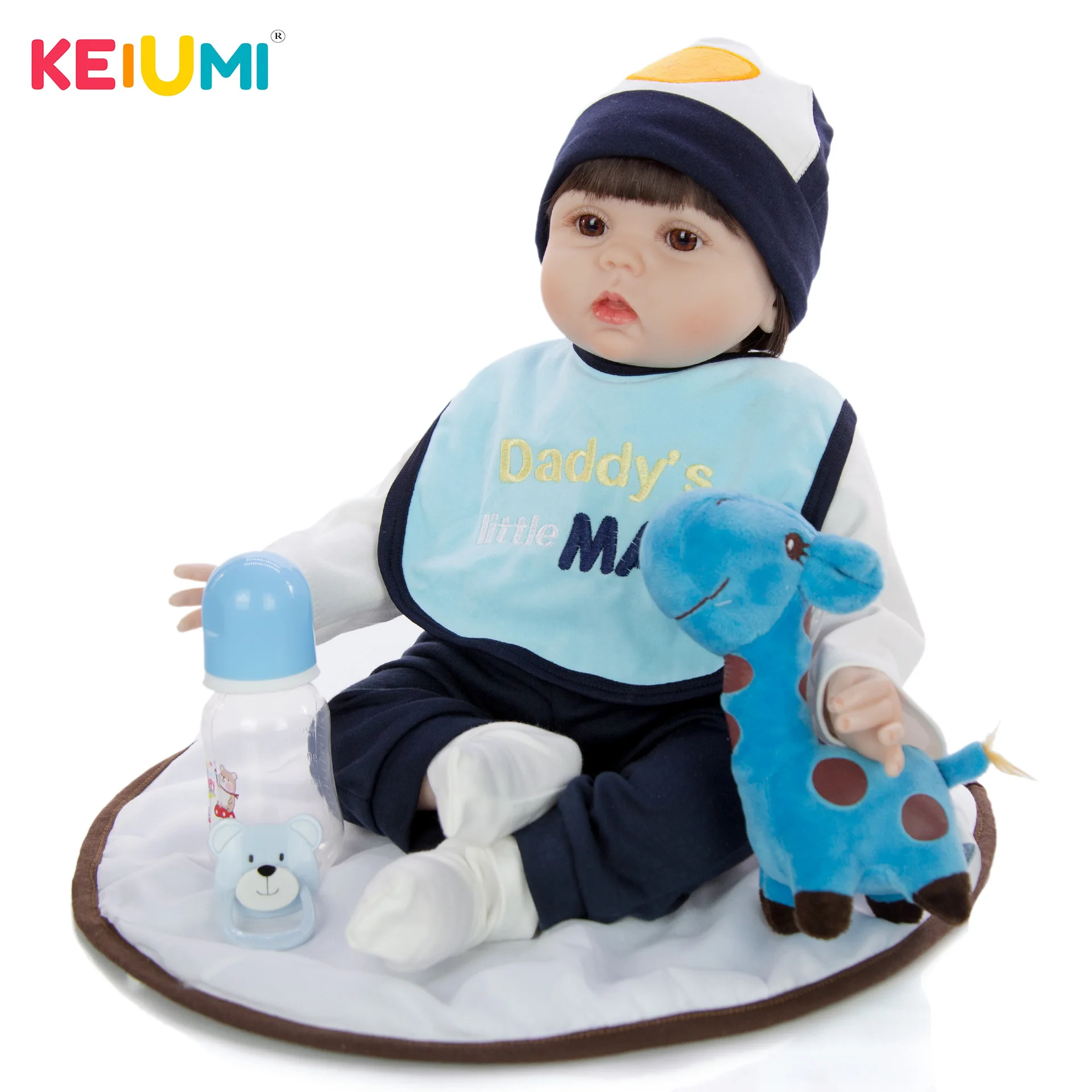 

Keiumi 22-Inch Cloth Body Reborn Baby Doll Reborn Baby Soft Silicone Model Infant Christmas Gift