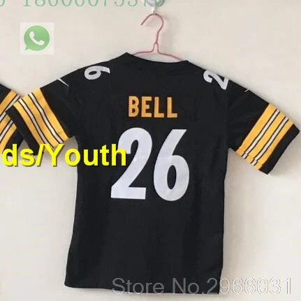 for kids youth Качественная детская одежда ben roethlisberger 7 Le'Veon Bell 26 Antonio коричневый 84 T.J. Ватт 90 Джерси Питтсбург - Цвет: for kids youth