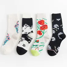 Осенне-зимние кавайные носки с цветочными растениями, женские креативные носки в стиле ретро, Японский Корейский стиль, забавные носки из хлопка 120203