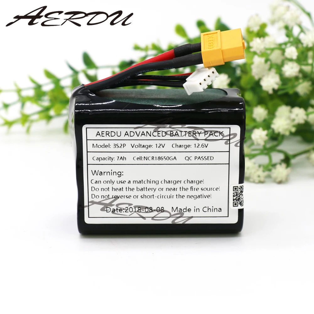 

AERDU 3S2P 7Ah 11.1V 12.6V lithium ion battery pack For NCR18650GA UAV 10.8V batteries Balance charger RC toy JST-XH XT60 20A