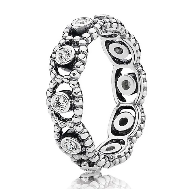 Sparkling Heart Stacking Infinite Love Ring With Crystal 925 Sterling Silver Ring For Women Wedding DIY Fine Europe Jewelry