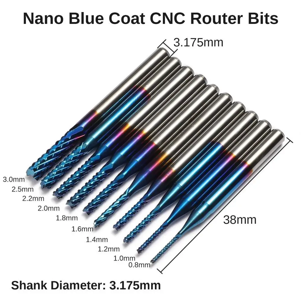 40X End Mill Bits Set 1/8" Shank 2 Flute CNC Router Cutting Milling Carving Tool 40X End Mill Bits Set 1/8" Shank 2 Flute CNC Router Cutting Milling Carving Tool