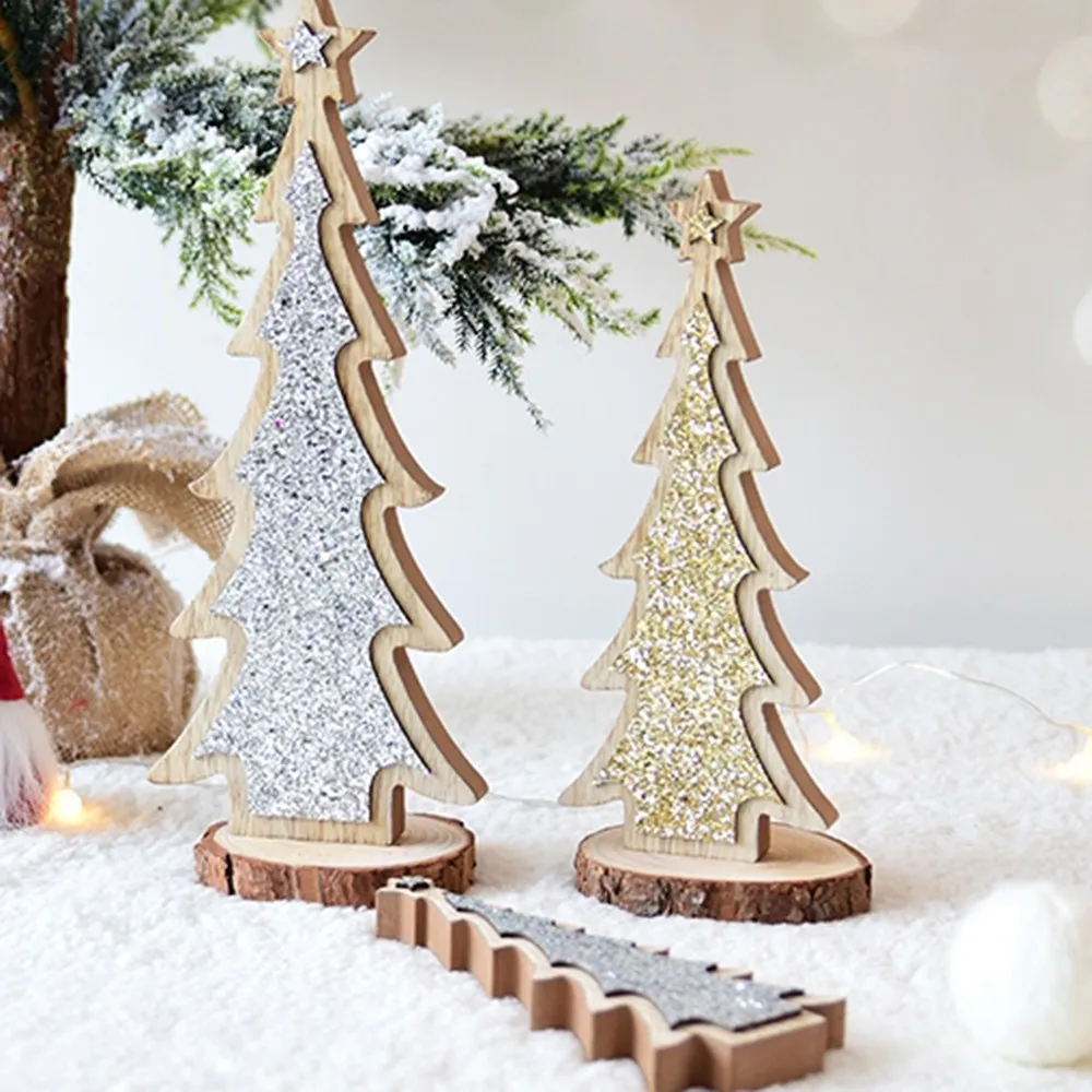 Рождественские настольные украшения Рождественская елка в форме деревянных