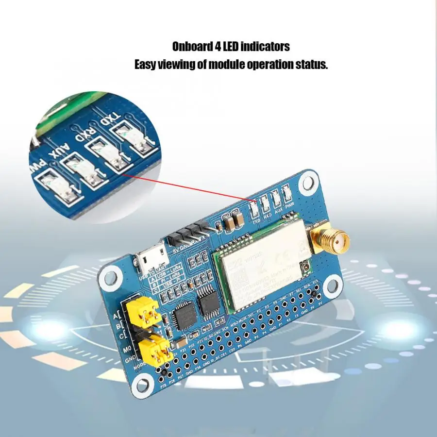 SX1262 915 МГц для LoRa HAT USB в UART чип 4 Светодиодный индикатор Плата расширения для Raspberry Pi