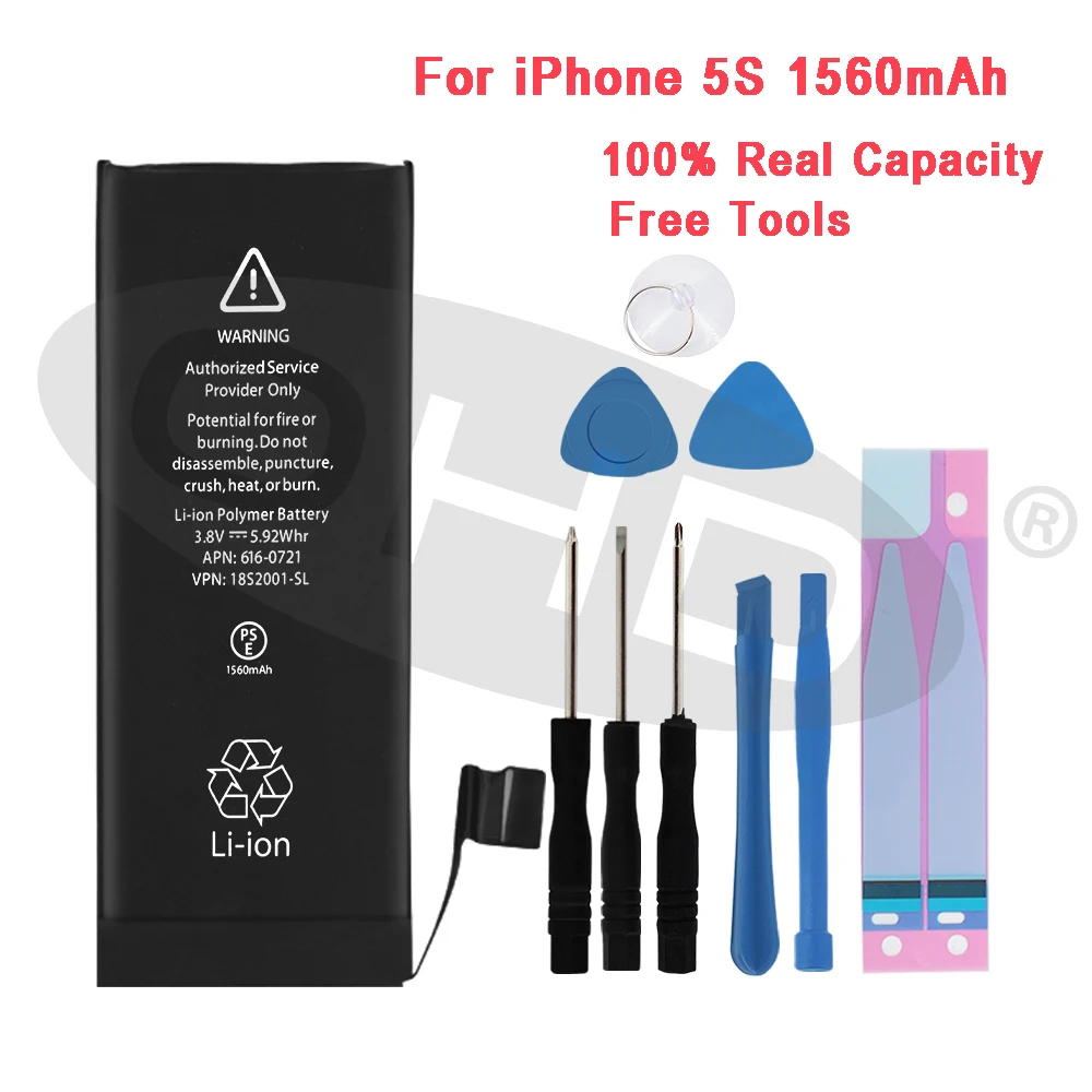 10 шт./лот оригинальный заводской аккумулятор высокой емкости для IPhone 4 4s 5 5s SE 6 6s Plus
