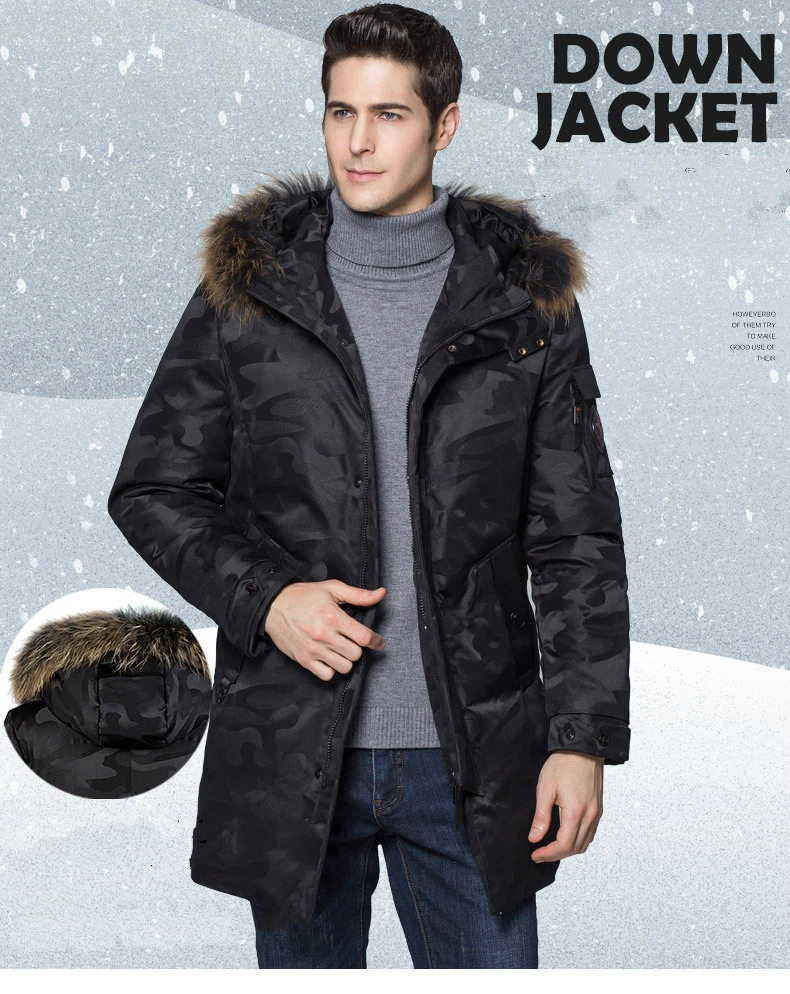 New Down Jacket Men's Winter 90% White Duck Down Jacket Camouflage Hooded Down Coat Male Parka Men Windbreaker Pluma Hombre Yes