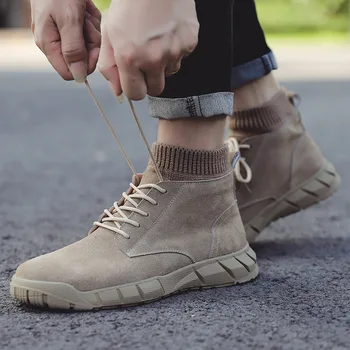 

shoes socks mouth Martin boots men's British versatile short boots high top shoes snow boots Work Boots Men's shoes