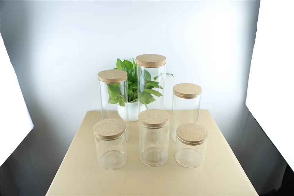 100200mm 3pcs 1.3L Cork Kitchen Storage Large Glass Bottle Food Jar Container Transparent Empty Spice Nuts Storage Jars (1)