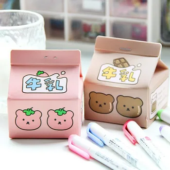 

1 Pcs Cartoon Milk Box Shape Bear Strawberry Chocolate Paper Memo Pads Sticky Notes School Planner Notepad Korean Stationery