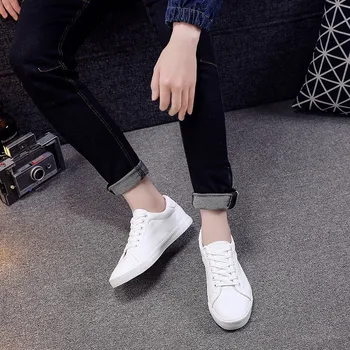 

Confortable Leather Mens Shoes Casual Sportshoes Men 2020 Sneakers Homme New Fashion Lace Up White Leather Sneakers Man Shoues